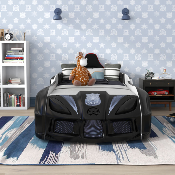 Mistlin Novelty Twin Kids Car Bed with LED Lights