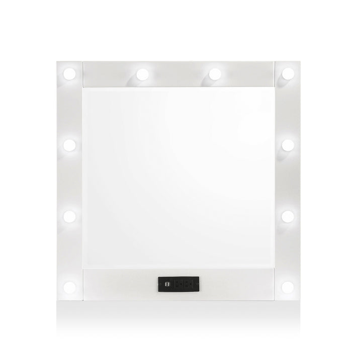 Conan UV High Gloss LED Bulb Mirror with USB Ports and Power Outlets