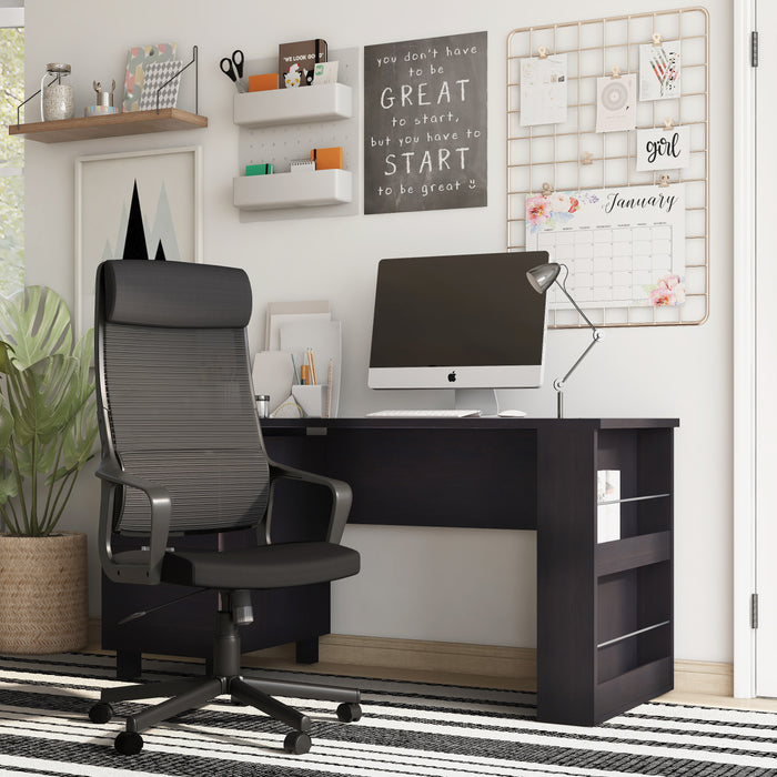 Patton Espresso Computer Desk & Black Desk Chair