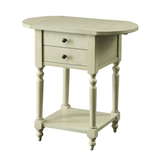 Cassidy Antique White 1-Drawer Dual Drop Leaf Journaling Side Table