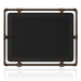 The backside of an industrial wood and pipe frame horizontal mirror on white background.