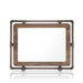 Front-facing industrial reclaimed oak rectangular mirror on white background