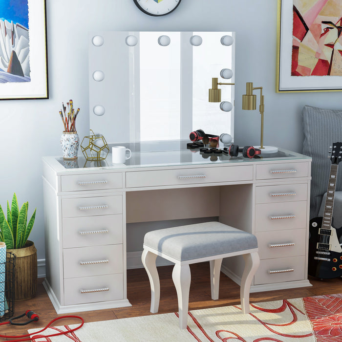 Lacey Glam Luminous White 3-piece Vanity Set