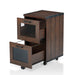 Butone Vintage Walnut Mobile 2-Drawer File Cabinet with Wire Mesh