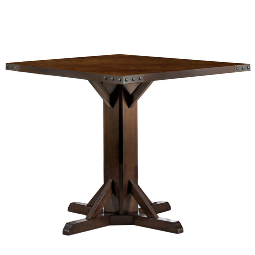 Mara Brown Cherry Nordic Corner Bolt Accented Counter Height Table