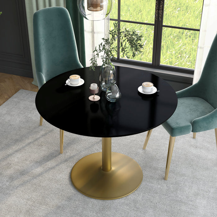 Chanice High Gloss & Gold Coated Disk Base 42-inch Round Dining Table