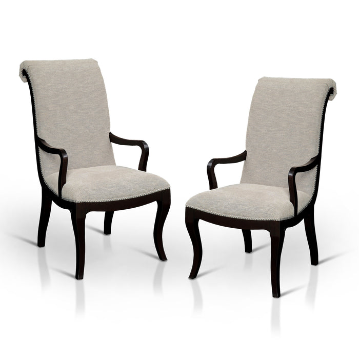 Caia Contemporary Ivory Fabric Dining Arm Chair, Set of 2
