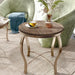 Orellia Rustic Oak On Champagne Metal 3-Piece Round Accent Table Set