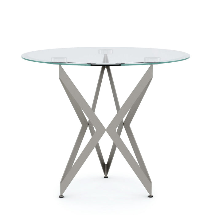 Jakub Metallic Star-Shaped Frame & Beveled Round Glasstop Side Table