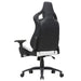 Left angled back view modern black and white faux leather gaming chair on a white background