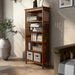 Sanca Multi-Step Oak Finished & Lacquered 5-Shelf Bookcase (48-inch)
