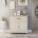 Edith Antique White French Country Plank Style 1-Drawer Hall Cabinet