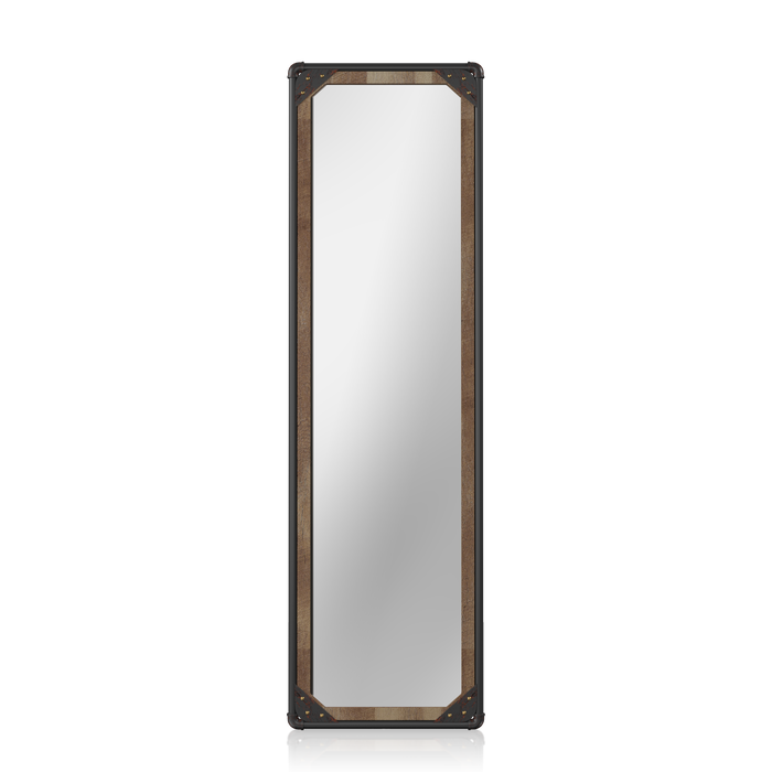 Whittaker Sand Black Pipe Metal and Wood Frame Free-standing Mirror
