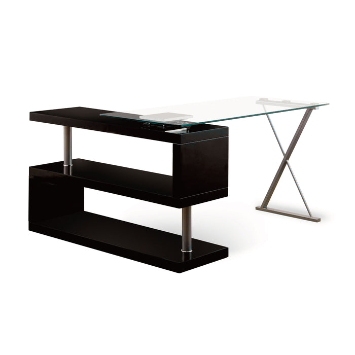Elona High Gloss and Glass Top Convertible Office Desk