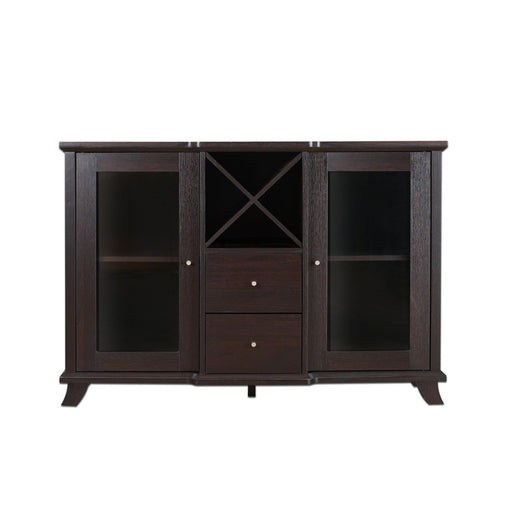Avalos Cappuccino Solid Wood Cabinet with Built-in X-Shaped Wine Rack