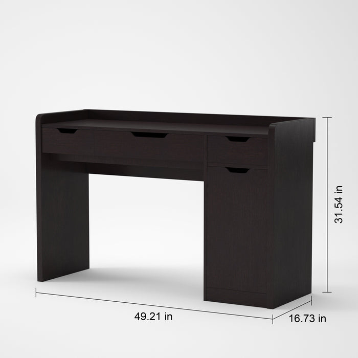 Vanity table with dimensions: 31.54 inches high x 16.73 inches deep x 49.21 inches wide