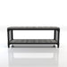 Front-facing urban vintage gray oak one-shelf bench on a white background