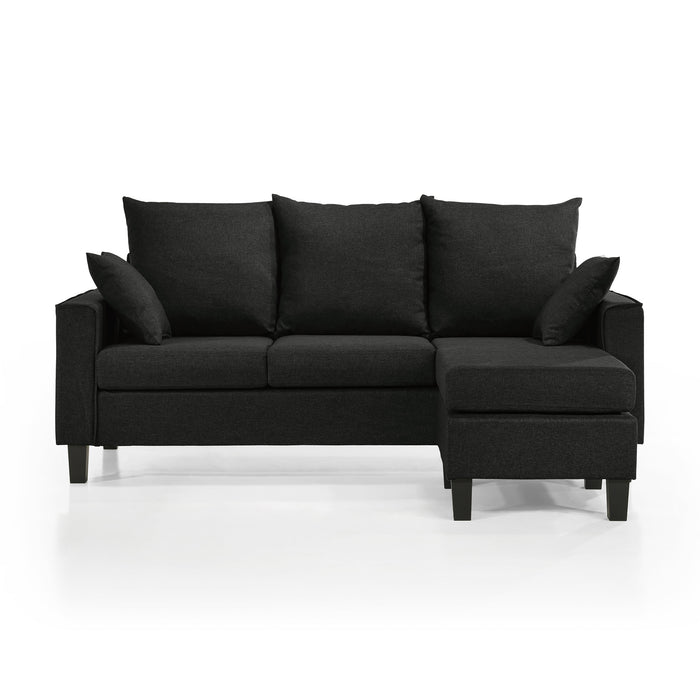 Front facing transitional black customizable sectional sofa on a white background