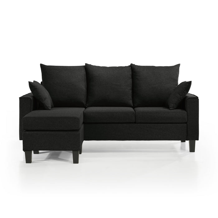 Front facing transitional black customizable sectional sofa on a white background