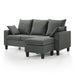 Left facing transitional dark grey customizable sectional sofa on a white background