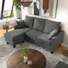 Left facing bird's eye view of a transitional dark grey customizable sectional sofa in a room with accessories