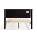 Front facing back view of a modern pink velvet textured headboard queen platform bed on a white background