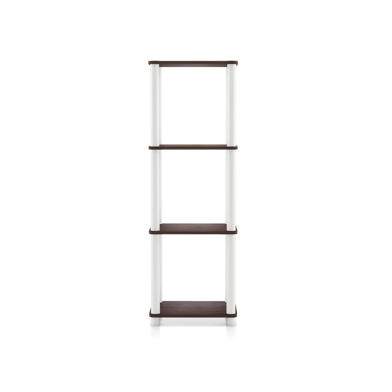 Front facing of a three-shelf modular shelving unit on a white background