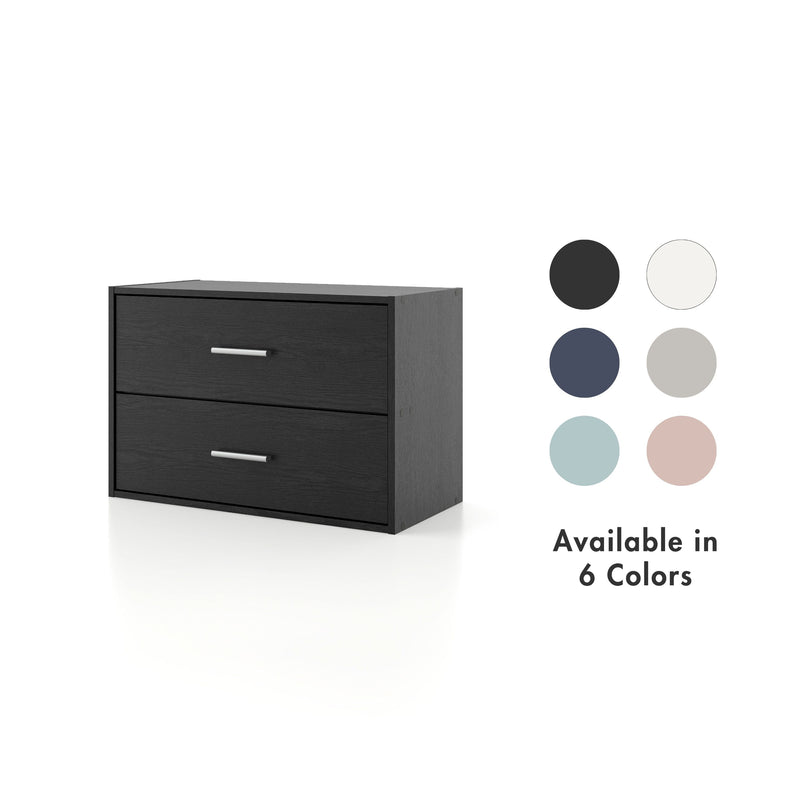 Quincy 15.74 in. Tall Stackable Engineered wood Modern Modular Cabinet Bookcase with 2-Drawers