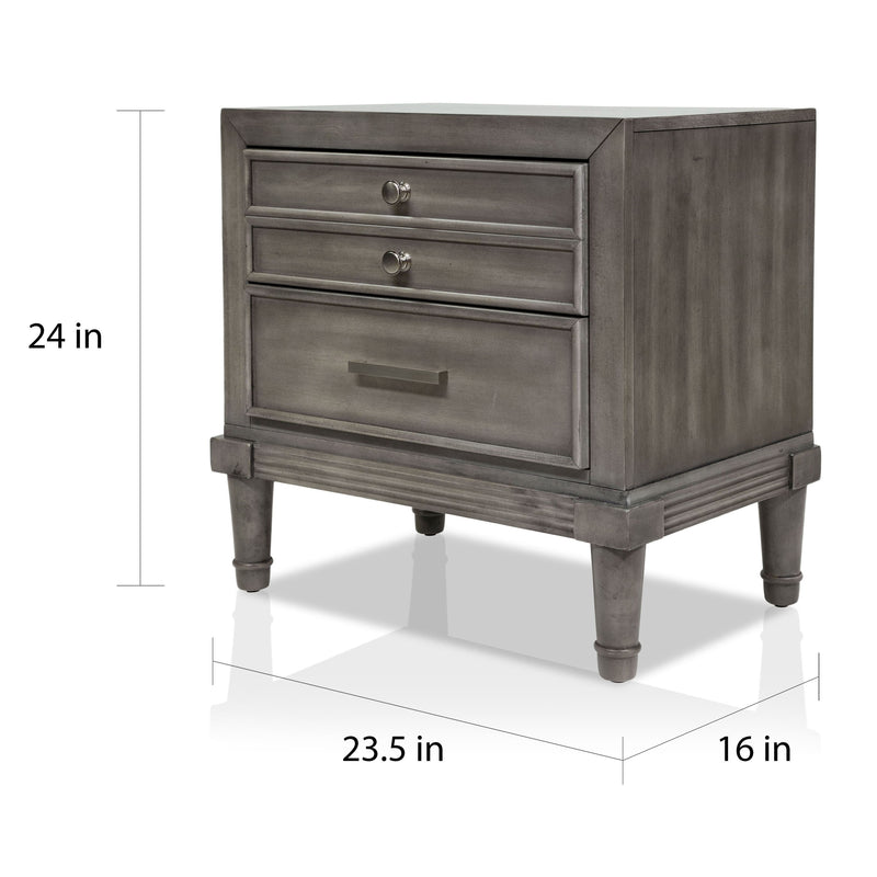 Hax Transitional Grey 2-Drawer Solid Wood Nightstand