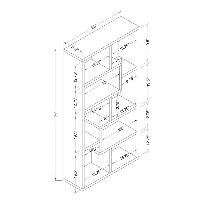 Verena Multi-Functional 71-inch Geometric Open Back Bookshelf