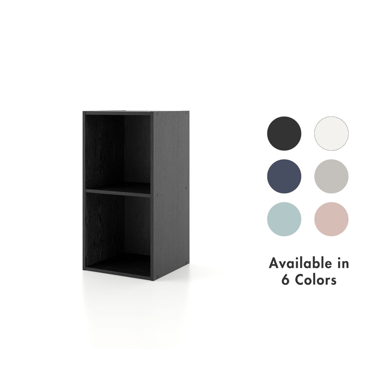 Quincy 23.7 in. Tall Stackable Engineered Wood 2-Shelf Modern Modular Slim Bookcase