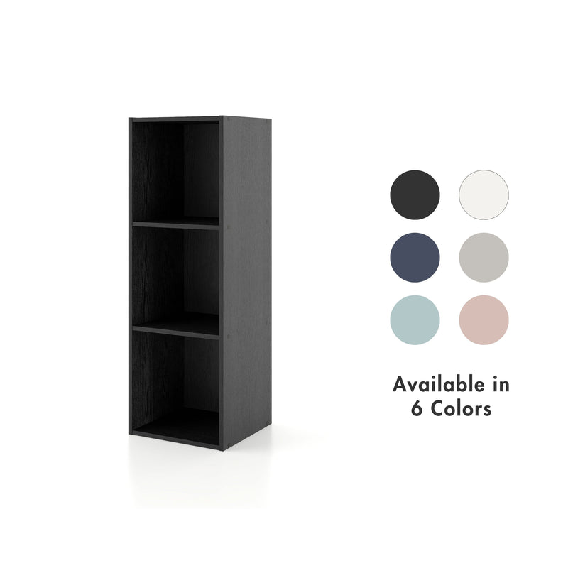 Quincy 35.27 in. Tall Stackable Engineered Wood 3-Shelf Modern Modular Slim Bookcase