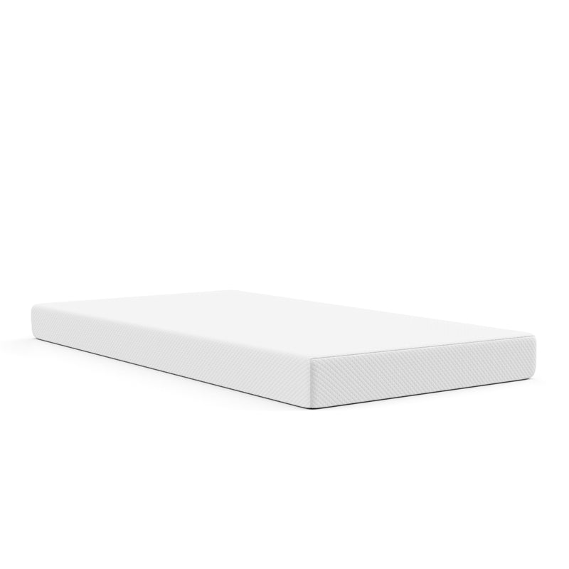 A white background image of a twin size mattress.