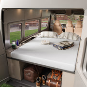 A camper van with the 6-inch mattress inside, showing its use for camping.