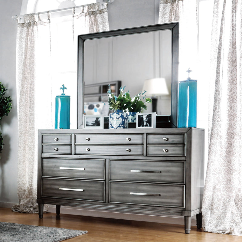 Macksburg Transitional Gray Square Mirror