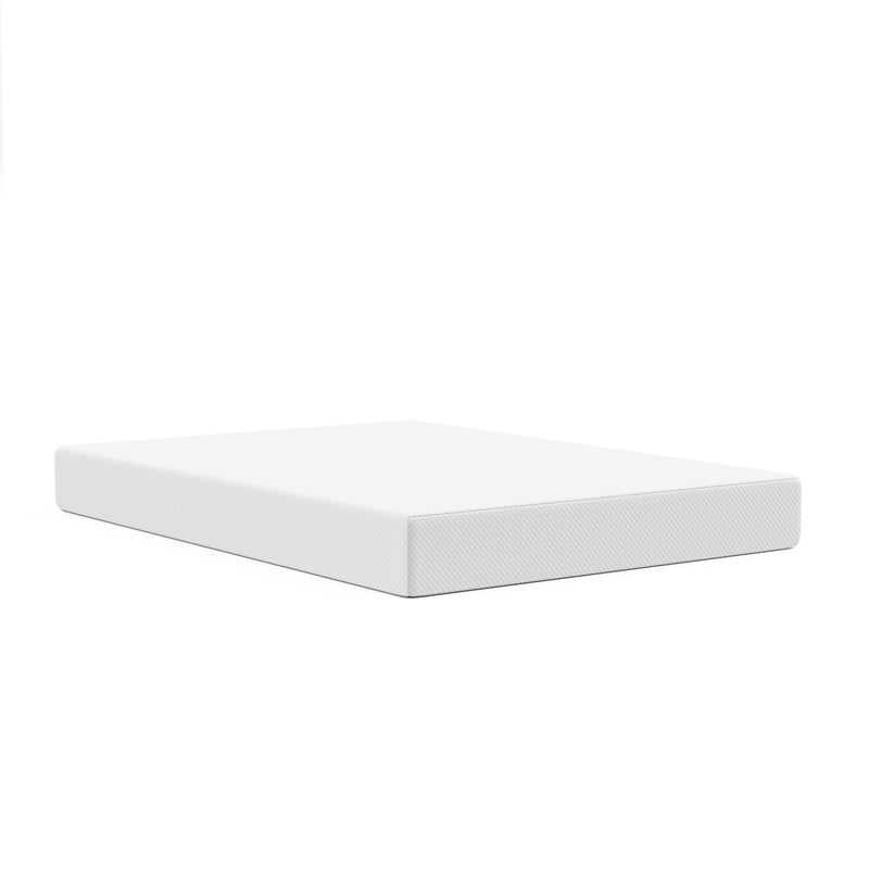 A white background image of a full size mattress.