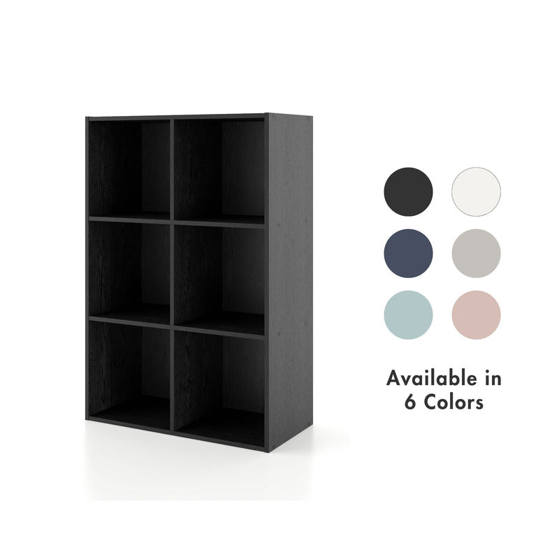 Quincy 35.27 in. Tall Stackable Engineered Wood 6-Shelf Modern Modular Bookcase