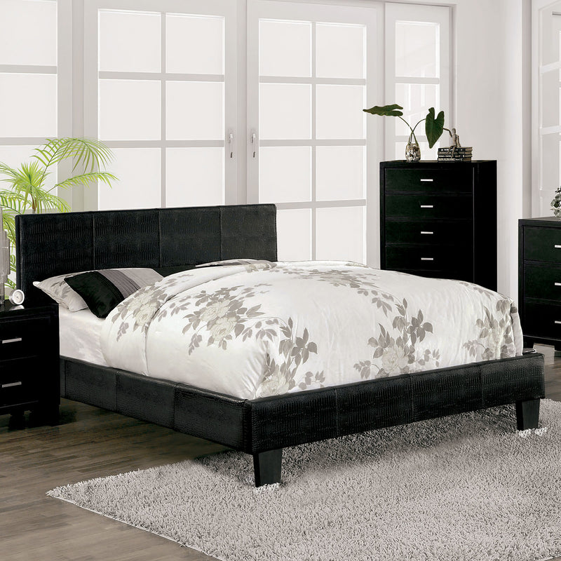 Winn Fully Upholstered Fake Crocodile Leather Platform Bed