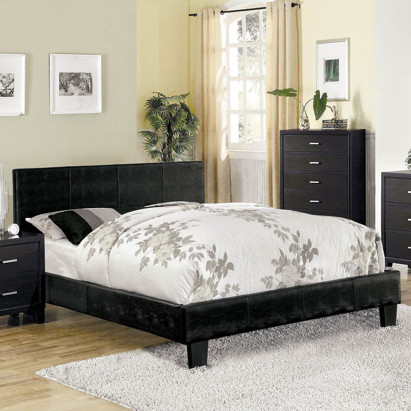 Winn Fully Upholstered Fake Crocodile Leather Platform Bed