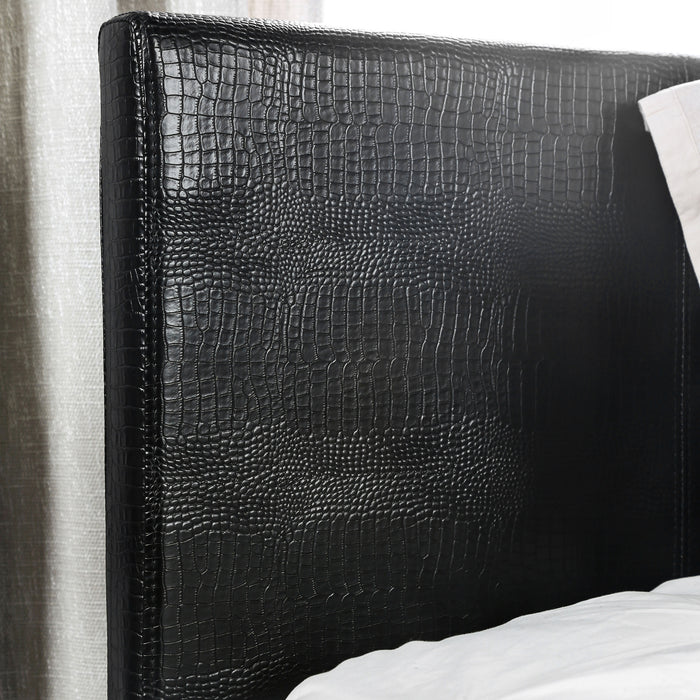 Winn Fully Upholstered Fake Crocodile Leather Platform Bed
