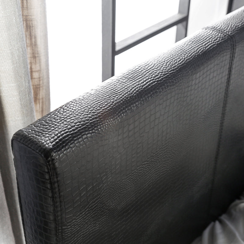 Winn Fully Upholstered Fake Crocodile Leather Platform Bed