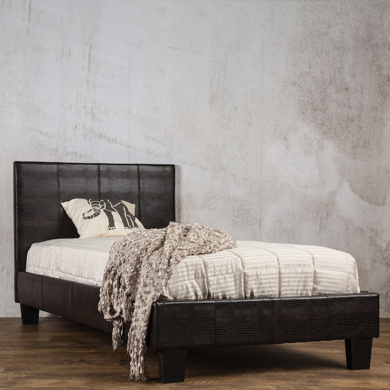 Winn Fully Upholstered Fake Crocodile Leather Platform Bed
