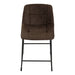 Front facing single view of a set of two contemporary brown chenille counter height stools with black bases on a white background