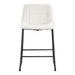 Front facing single view of a set of two contemporary white chenille counter height stools with black bases on a white background