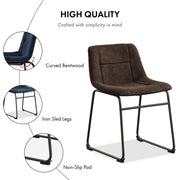 Informational image of the quality of a set of two contemporary white chenille dining side chairs with black bases