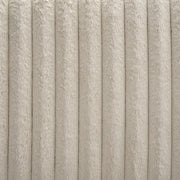 Close up fabric swatch of a modern wood frame light brown corduroy tufted headboard queen platform bed