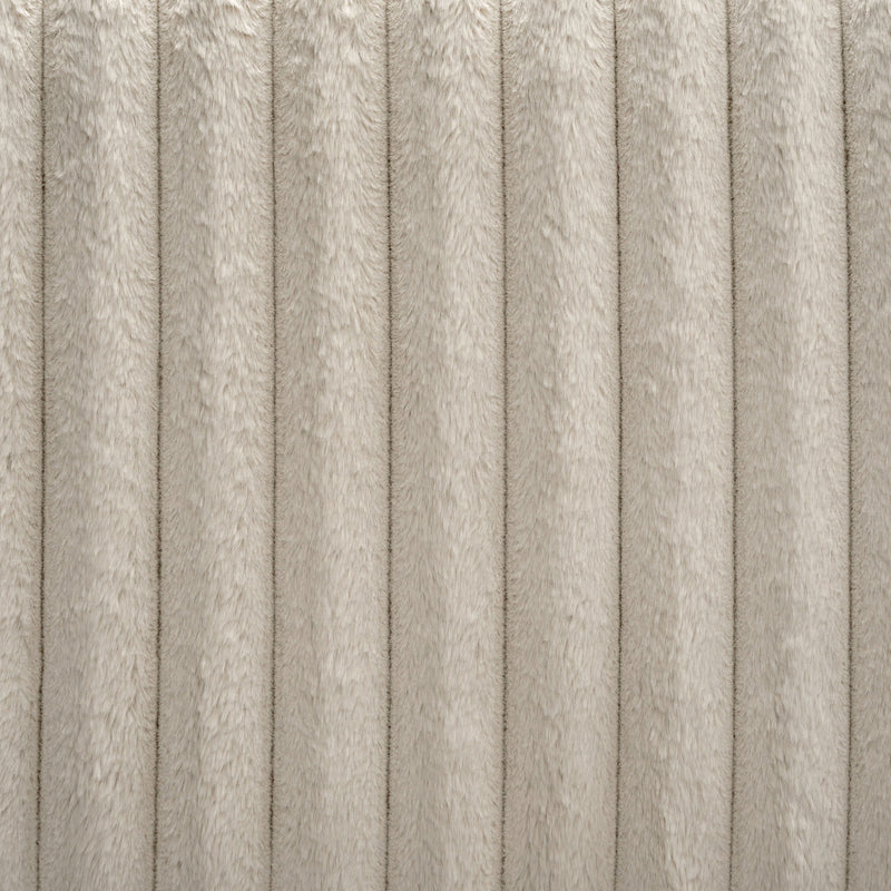 Close up fabric swatch of a modern wood frame light brown corduroy tufted headboard queen platform bed