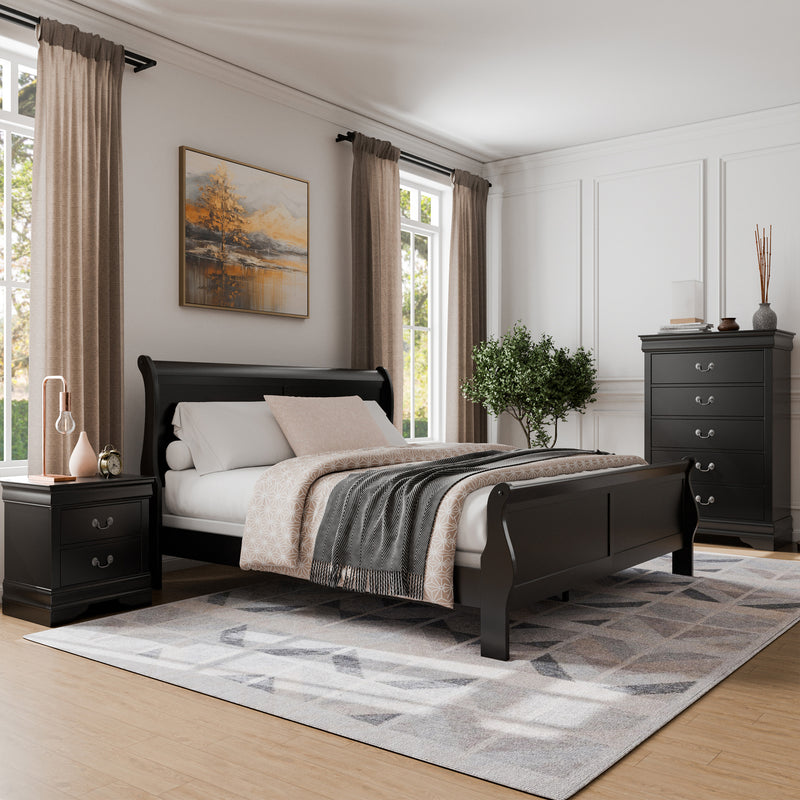 Devi Traditional Solid Wood 3-Piece Bedroom Set