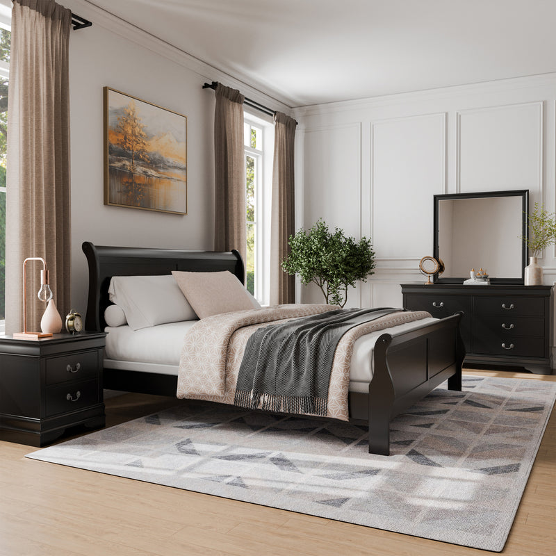 Devi Traditional Solid Wood 4-Piece Bedroom Set