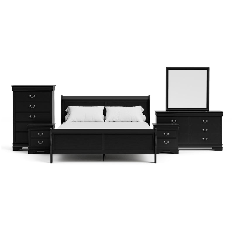 Devi Traditional Solid Wood 6-Piece Sleigh Bedroom Set